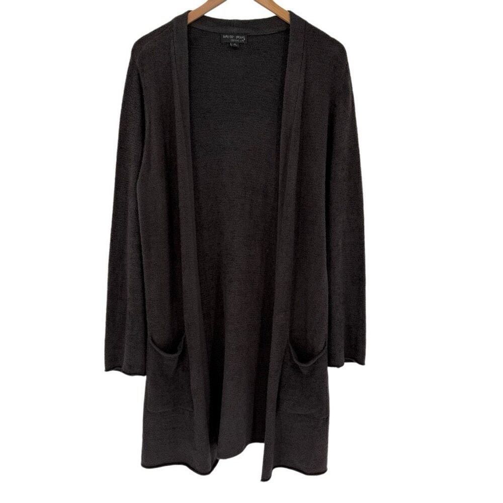 Barefoot Dreams Cozychic Lite Long Sleeve Cardigan Sweater Charcoal Grey Medium